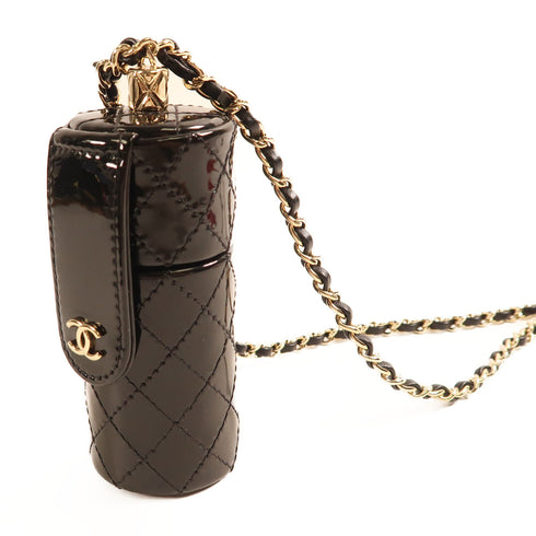 CHANEL CC GHW Chain Shoulder Bag Patent Leather Black v3