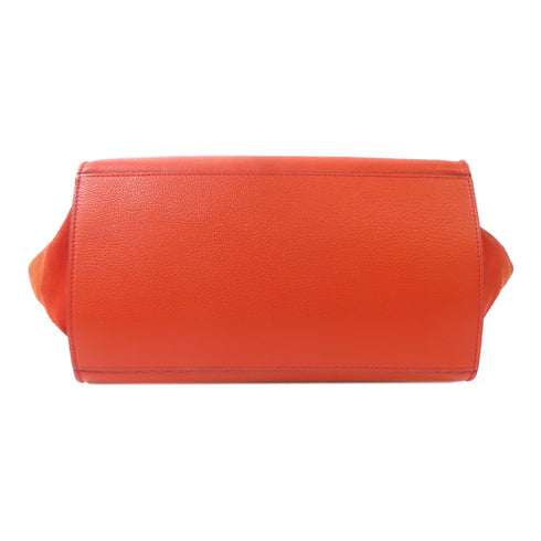 CELINE SHW Trapeze Tote Bag 2 Way Shoulder Handbag S-SN-0112 Calfskin Suede Red