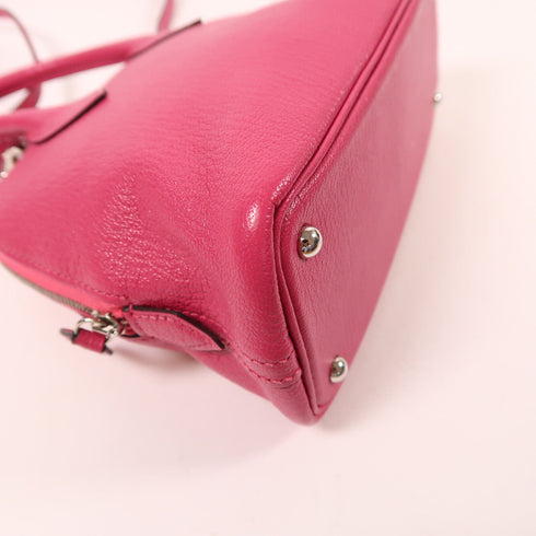 HERMES PHW Mini Bolide 2 Way Shoulder Bag Chevre Leather Rose Pourpre Pink