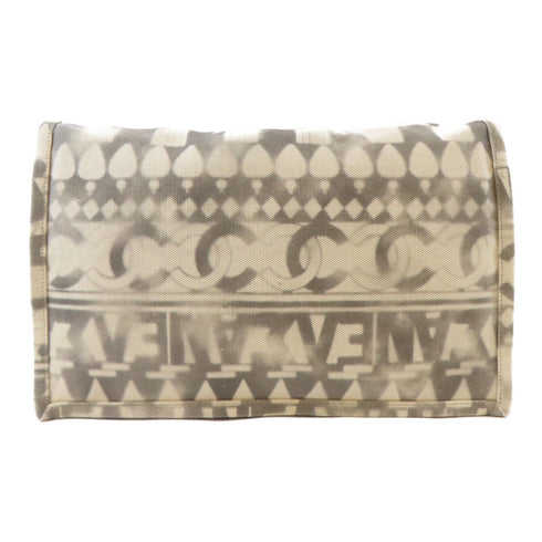 CHANEL CC SHW Clutch Canvas White/Grey