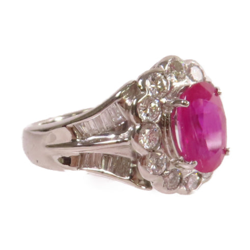 Fine Jewelry 2.10ct Ruby 1.12ct Diamond Ring US#5.5 PT900 Platinum