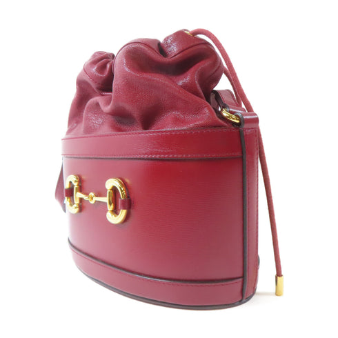 GUCCI GHW Hoursebit 1955 Shoulder Bag 602118 Calfskin Leather Red