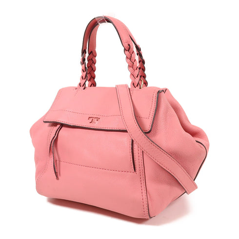 Tory Burch GHW 2 Way Shoulder Bag Calfskin Leather Pink