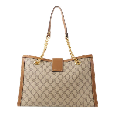 GUCCI GG GHW Padlock Shoulder Bag 479197 Coated Canvas Brown