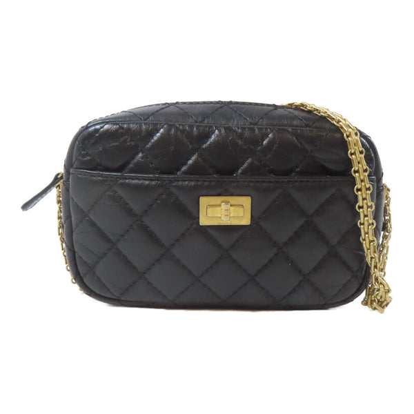 CHANEL Quilted CC GHW 2.55 Camera Bag Chain Shoulder Bag A91768 Calfskin Black