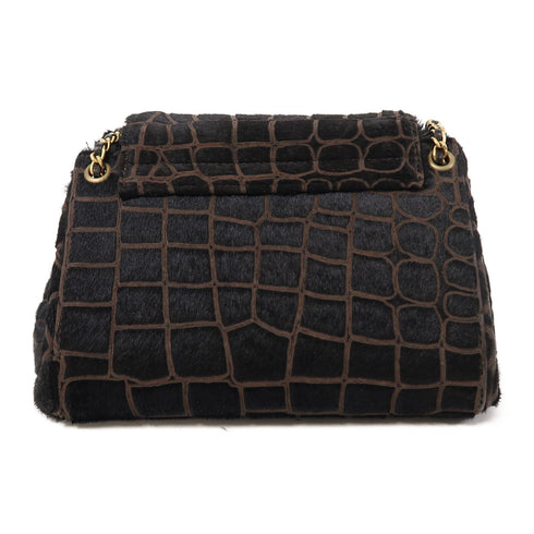 CHANEL GHW2.55 Chain Shoulder Bag Horse Hair Black