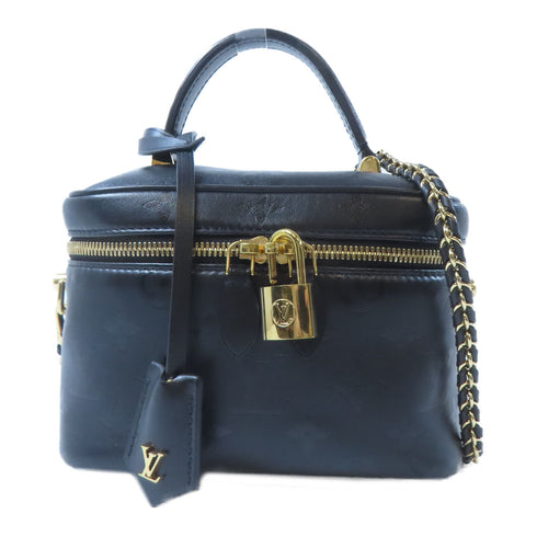 LOUIS VUITTON LV GHW Vanity Case 2 Way Bag M57118 Lambskin Leather Black