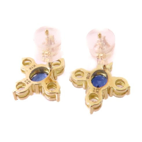 FINE JEWELRY 0.91ct Sapphire 0.72ct Diamond Earrings 18K Yellow Gold