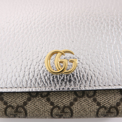GUCCI GHW GG Marmont Wallet 598587 Coated Canvas Brown Silver