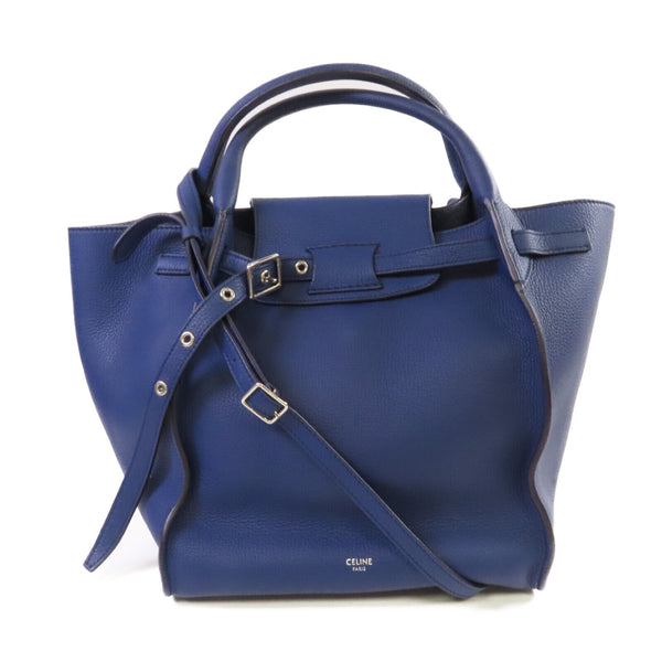 CELINE Small Big Bag With Long Strap Shoulder Bag Handbag Calfskin Leather Blue