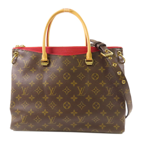 LOUIS VUITTON LV GHW Pallas MM 2 Way Shoulder Handbag M41175 Monogram Brown/Red