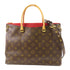 LOUIS VUITTON LV GHW Pallas MM 2 Way Shoulder Handbag M41175 Monogram Brown/Red