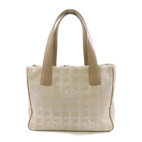 CHANEL CC GHW New Travel Line Tote Bag Handbag Nylon Beige