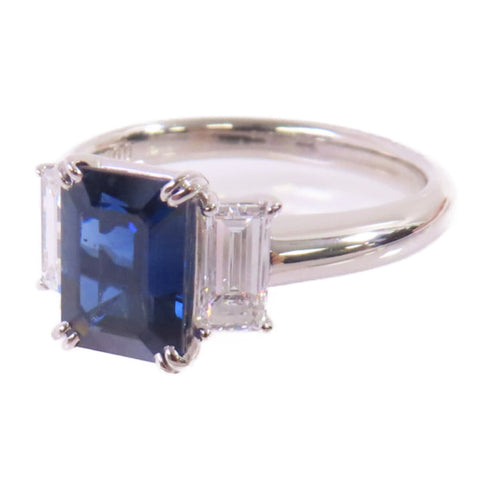 FINE JEWELRY 4.35ct Sapphire 0.86ct Diamond Ring US#6 PT900 Platinum