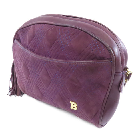 BALLY GHW Chain Shoulder Bag Suede Leather Purple