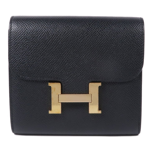 HERMES GHW Constance Wallet Veau Epsom Leather Noir