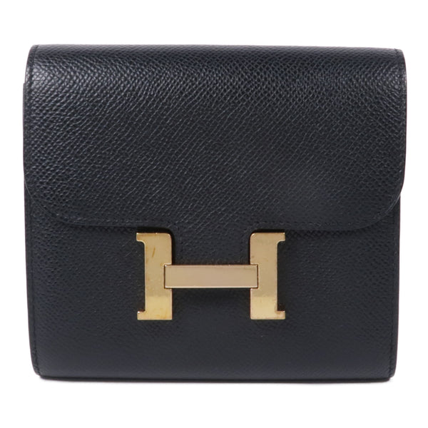 HERMES GHW Constance Wallet Veau Epsom Leather Noir