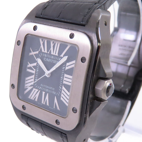 CARTIER Santos 100 Carbon Automatic Watch SS Titanium W2020010 Black