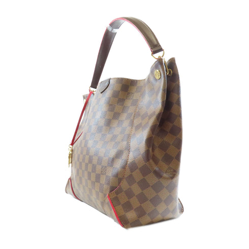 LOUIS VUITTON LV GHW Caissa Hobo Shoulder Bag N41555 Damier Brown/Red