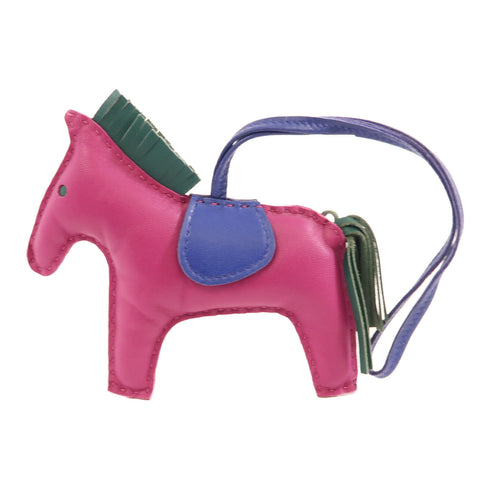 HERMES Rodeo MM Charm Milo Lambskin Leather Purple Blue Green