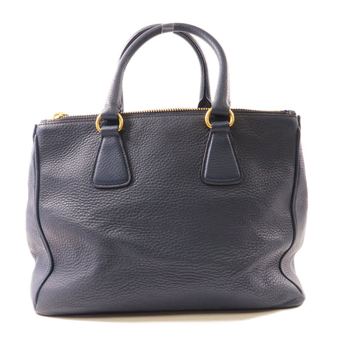 PRADA GHW Handbag Calfskin Leather Navy BN2420