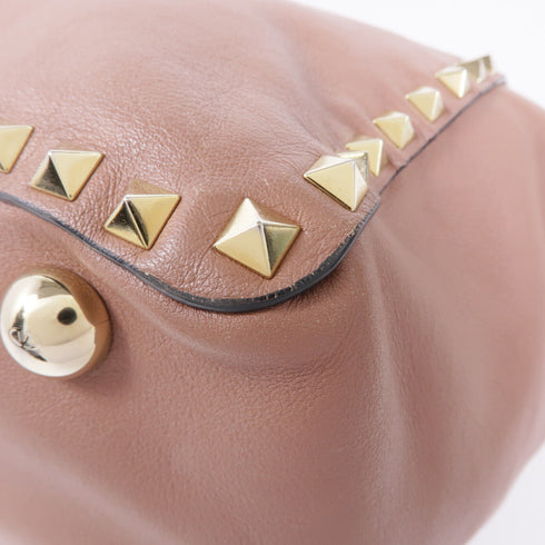 Valentino GHW 2 Way Shoulder Bag Leather Brownish Pink