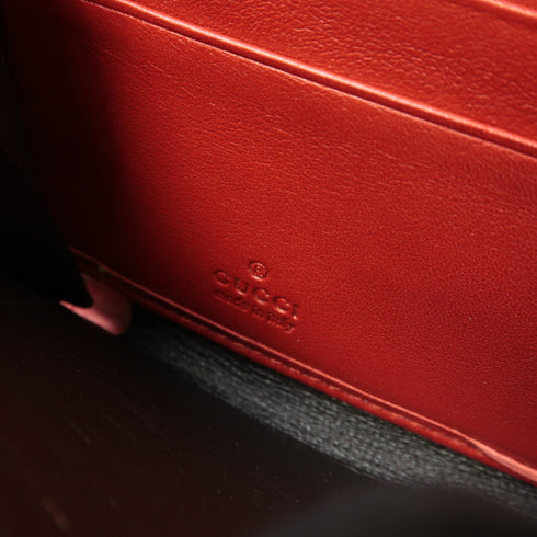 GUCCI GG GHW Zipped Long Wallet Calfskin Leather Red