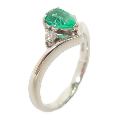 FINE JEWELRY 0.67ct Emerald/0.10ct Diamond Ring PT900 US#8.5