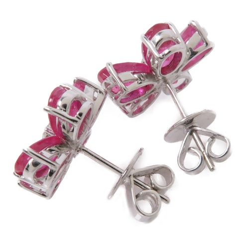 JEWELRY Ruby Diamond Earrings 18K White Gold