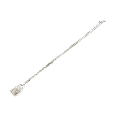 Christian Dior CD SHW Lock Necklace Metal Silver