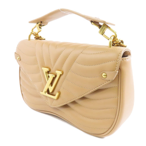 LOUIS VUITTON LV GHW New Wave MM 2 Way Shoulder Bag M51944 Lambskin Beige