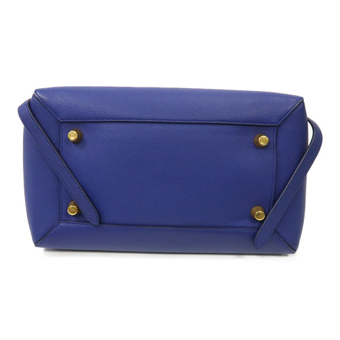 CELINE GHW Belt Bag 2 Way Shoulder Bag Handbag Calfskin Leather Blue