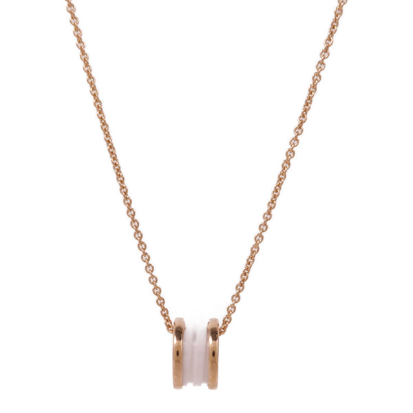 BVLGARI B-Zero1 Necklace 18K Pink Gold Ceramic Gold/White