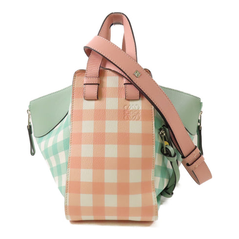 LOEWE SHW Hammock 2 Way Shoulder Bag Calfskin Leather Green Pink