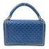 CHANEL Quilted CC GHW Boy 28 Chain Shoulder Bag Lambskin Leather Blue