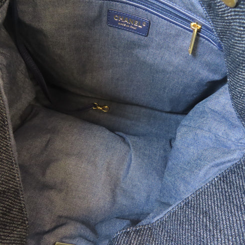 CHANELCC GHW Shoulder Tote Bag Denim Blue