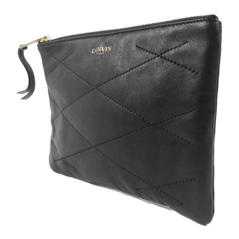 LANVIN GHW Clutch Lambskin Leather
