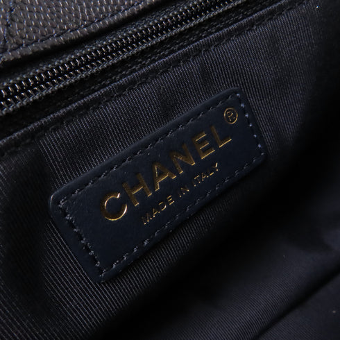 CHANEL GHW CC Chain Shoulder Bag Calfskin Leather Blue