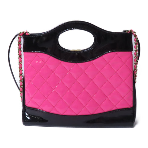 CHANEL Quilted CC GHW Chanel 31 Mini Shopping Bag Leather AS4133 Pink/Black