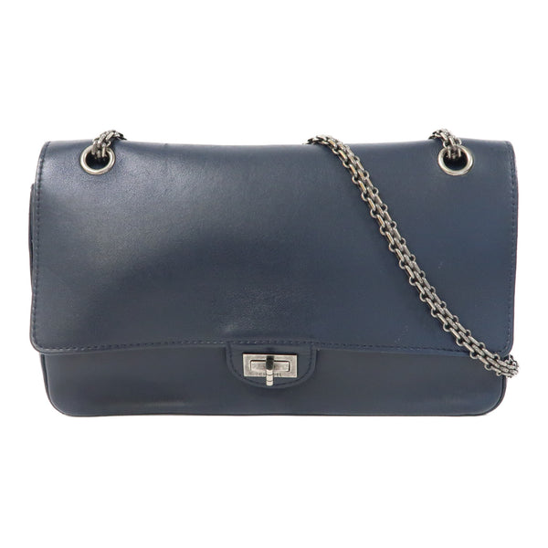CHANEL CC SHW 2.55 Chain Shoulder Bag Calfskin Leather Blue