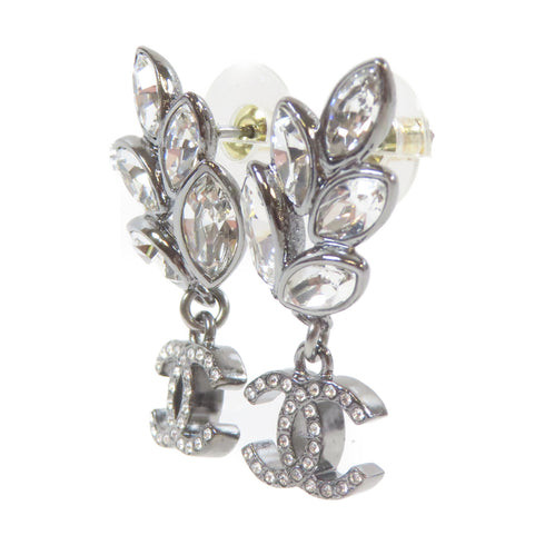 CHANEL CC Earrings Metal PVC Silver