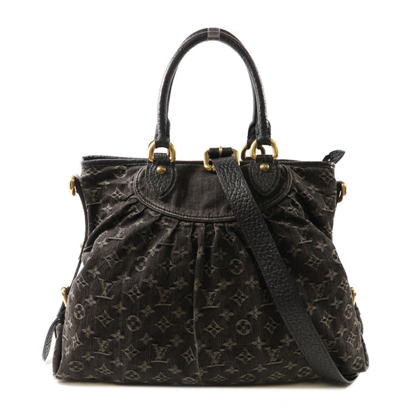 LOUIS VUITTON LV GHW Neo Cabby MM Shoulder Handbag M95351 Monogram Denim Black
