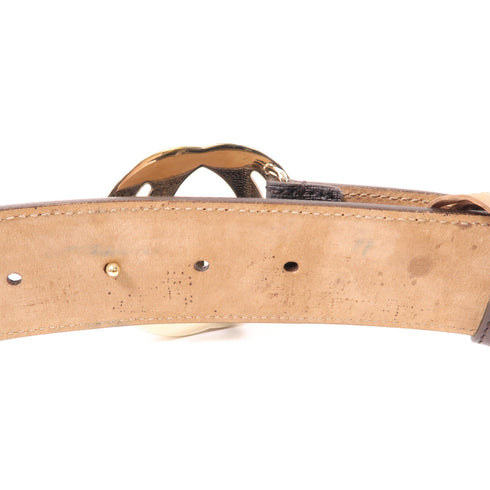 GUCCI GG Belt 80cm Leather Gold/Brown