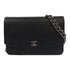 CHANEL Quilted CC SHW Wallet On Chain Shoulder Bag Calfskin Leather Black
