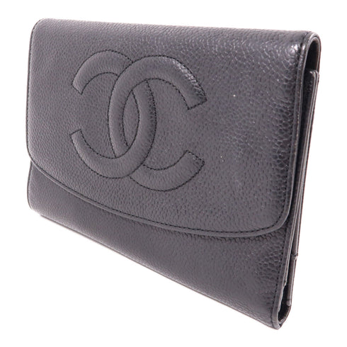 CHANEL CC GHW Wallet Calfskin Leather Black