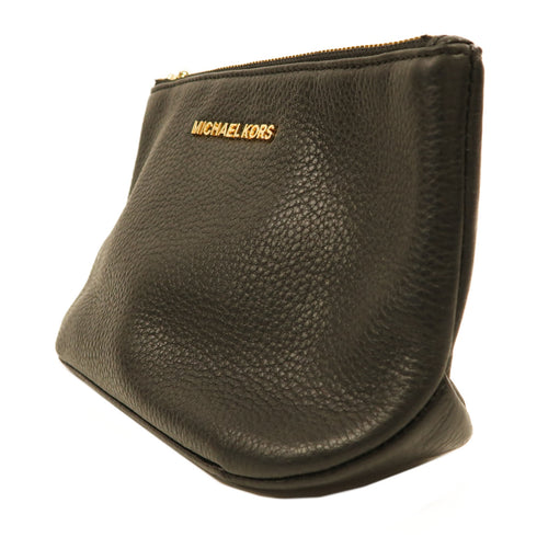 Michael Kors GHW Pouch (with handle) Calfskin Leather Black