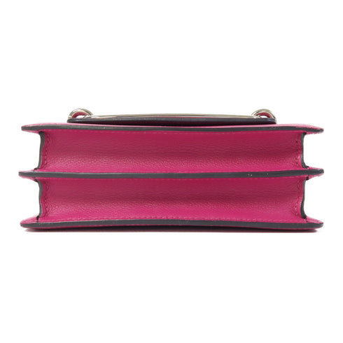 HERMES PHW Mini Roulis Shoulder Bag Evercolor Leather Rose Pourpre