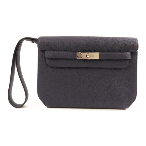 HERMES PHW Kelly Depeches 25 Pouch Togo Leather 2Z Bleu Nuit