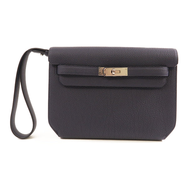 HERMES PHW Kelly Depeches 25 Pouch Togo Leather 2Z Bleu Nuit