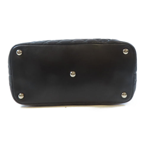 CHANEL Quilted CC SHW Cambon Tote Bag Shoulder Handbag Calfskin Leather Black